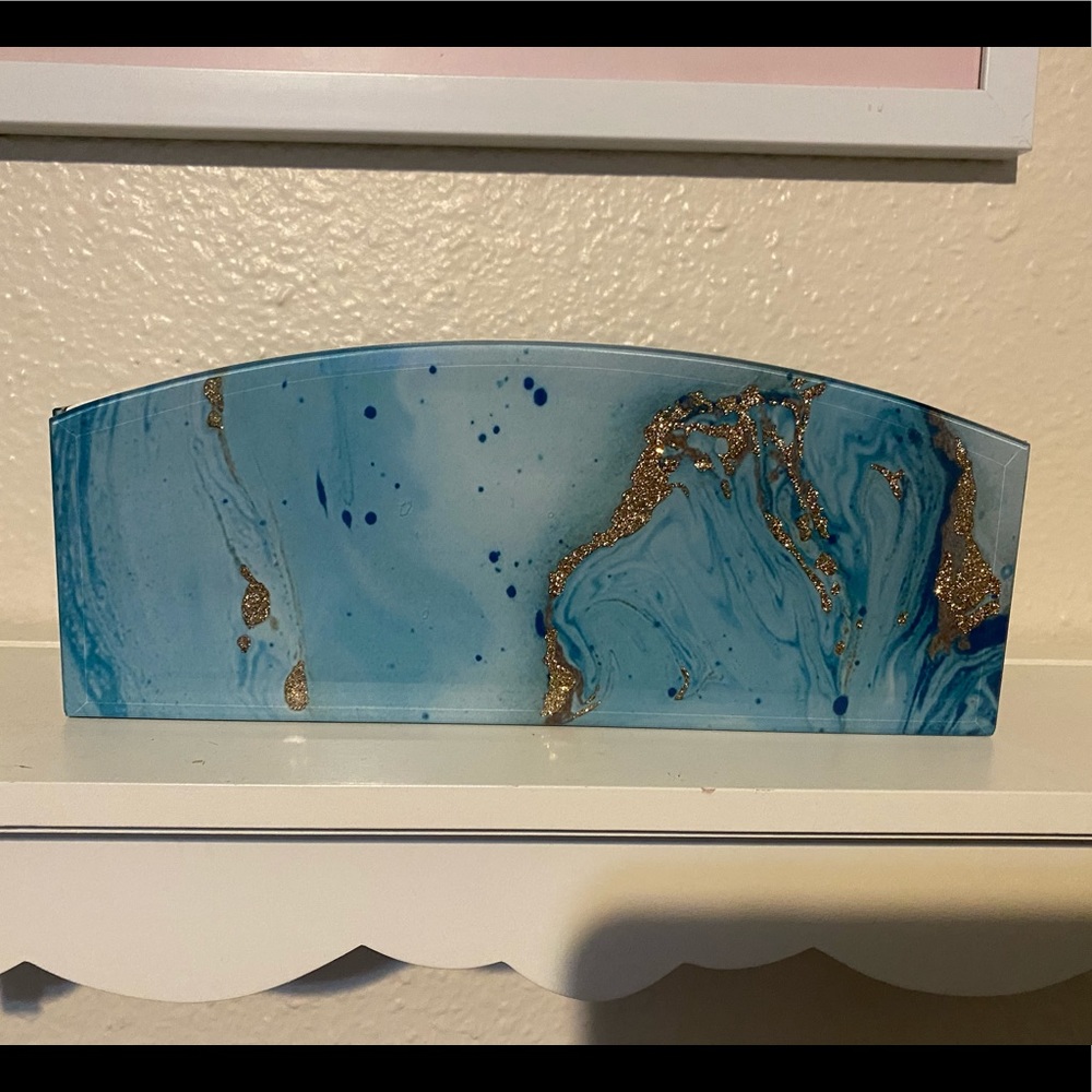 Blue/Gold Marble Brush Holder